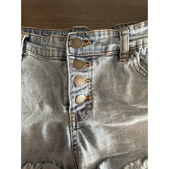 Y2K Billabong Denim Micro Mini Jean Shorts Low Rise Cut Off Grunge Festival 30 - Picture 3 of 5